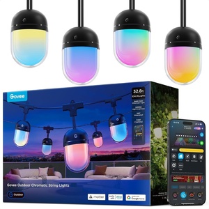 Govee Outdoor Chromatic String Lights, 65.6ft RGBIC Outdoor Lights, 55 RGB LEDs per Bulb, Uni-IC Control, 111+ Scenes, IP67 Waterproof, String lights compatible with Alexa, Google, Matter, App Control(32.8ft)