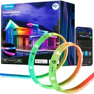 Govee Outdoor LED Strip Lights RGBIC with Warm and Cold White, 65.6ft 2.4G WiFi Smart Outdoor Lights, IP65 Waterproof, Work with Alexa and Google Assistant, App Control, for Porch, Patio, Eave, Party(98.4 ft)