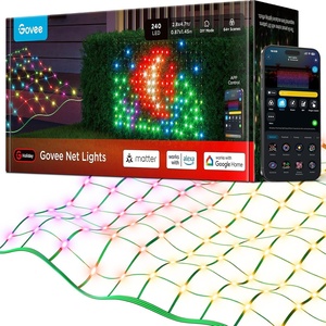 Govee Outdoor Net Lights, 2.8*9.4ft with RGBIC and DIY Functions, 480 LEDs Smart Net Lights with 64 Modes for Bush Patio Decor, Compatible with Alexa & Google Assistant, Outdoor Waterproof, Green Wire(2.8×4.7ft)