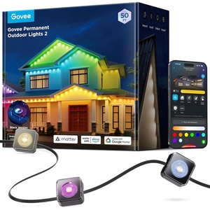 Govee Permanent Outdoor Lights 2, 150ft RGBIC Outdoor Lights with 16 Million Colors and 100 Scene Modes, IP67 Waterproof, Holiday & Party Decorations, Works with Alexa, Google Assistant, White(Black)