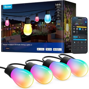 Govee S14 Bulb Outdoor String Lights 2, 96ft Smart RGBIC Warm White Lights with 30 LED Bulbs(2 Ropes of 48ft), 111 Scene Modes for Patio Decor, IP66 Compatible with Alexa, Google, Matter, APP Control(144ft)