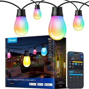 Govee S14 Bulb Outdoor String Lights 2, 96ft Smart RGBIC Warm White Lights with 30 LED Bulbs(2 Ropes of 48ft), 111 Scene Modes for Patio Decor, IP66 Compatible with Alexa, Google, Matter, APP Control(96ft)