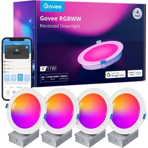 Govee Smart Recessed Lighting 6 Inch, Wi-Fi Bluetooth Direct Connect RGBWW LED Downlight, 65 Scene Mode, Canless Recessed Light Work with Alexa & Google Assistant with Junction Box, 1100 Lumen, 4 Pack(4 Inch)