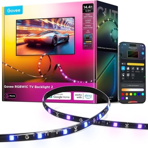 Govee TV LED Backlight 2, 14.4ft Cuttable TV Lights for 32-70 Inch TVs, Color Changing RGBWIC LED Strips Lights with 210+ Scene Modes & Music Sync, Smart APP and Voice Control, Easy Install(14.4FT for 32”-70” TV)