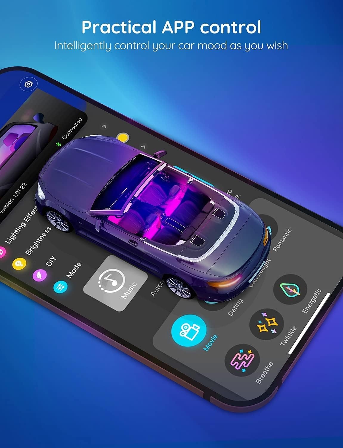 image:imageGovee Car LED Lights Smart Car Interior Lights with App Control RGB Lights with DIY Mode and Music Mode 2 Lines Design LED Lights for Cars with Car Charger 12V