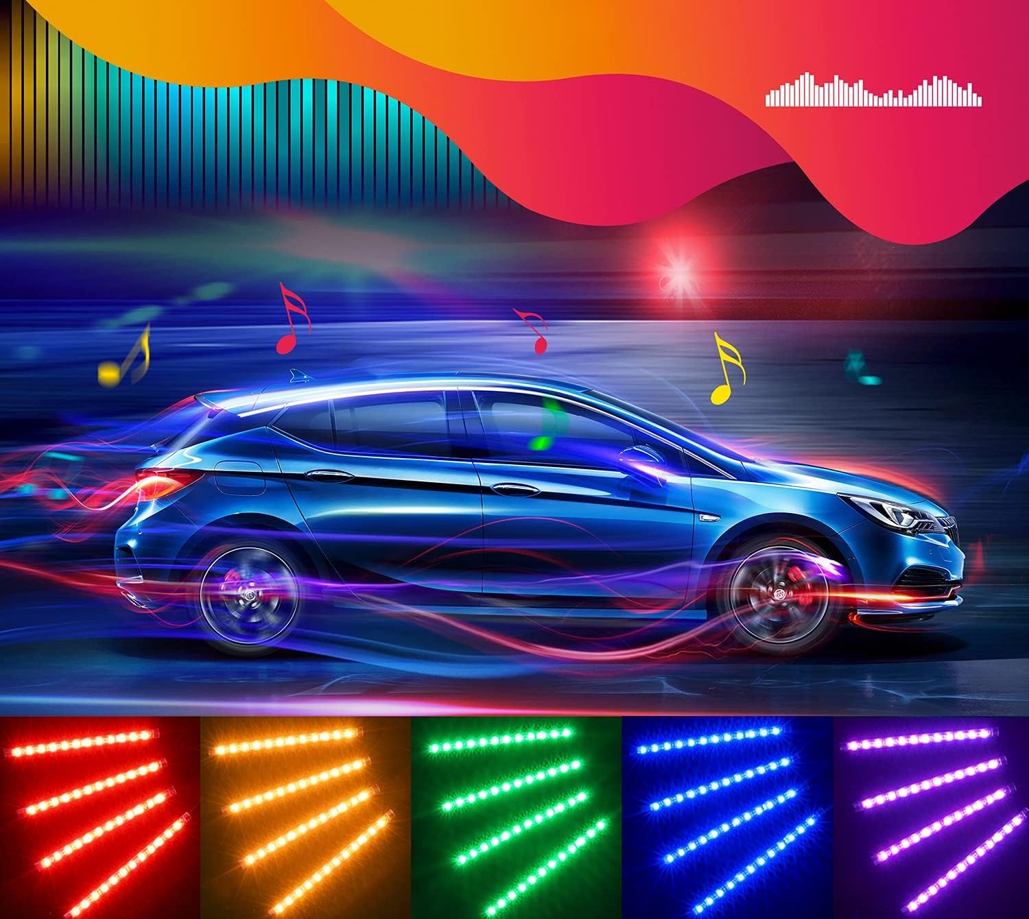 image:imageGovee Car LED Lights Smart Car Interior Lights with App Control RGB Lights with DIY Mode and Music Mode 2 Lines Design LED Lights for Cars with Car Charger 12V