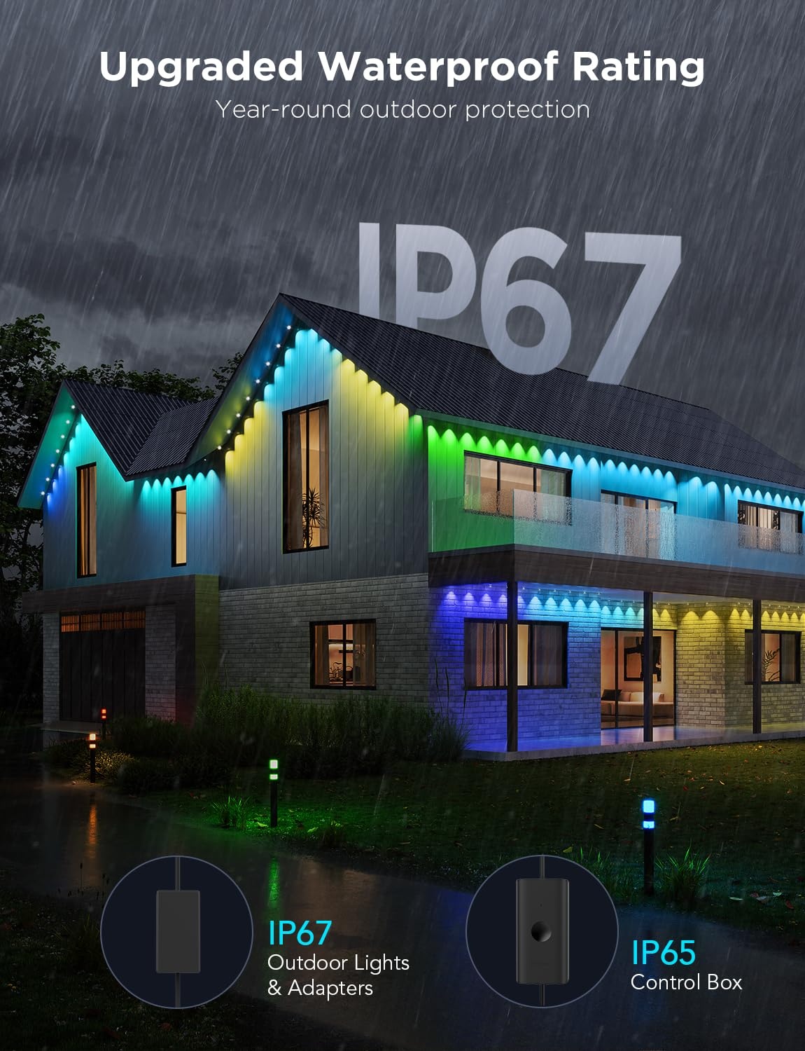 image:imageGovee Driver Module for 100ft 150ft and 200ft Permanent Outdoor Lights Pro H706A H706B and H706C Voltage Transformer Help to Maximum Extend to 200ft White VersionBlack